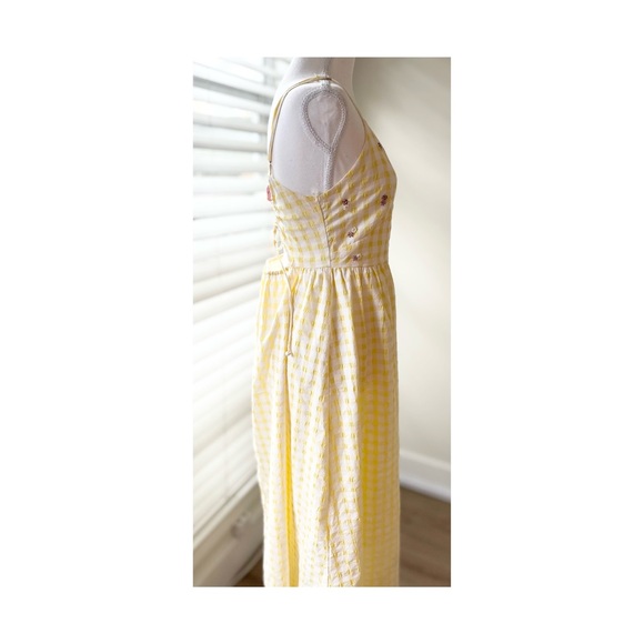 Zara Yellow Gingham Spaghetti-Strap Midi Dress - Picture 4 of 6